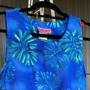 WANT! Y2K Hawaiian Dress With Sequin Accent Blue Green Size Medium HAWAII Island